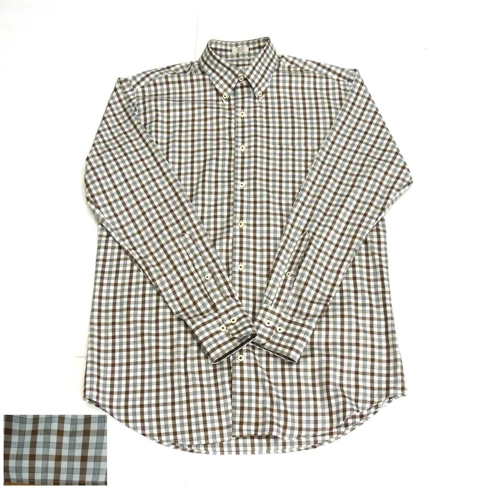 Peter Millar Crown Men's Button Down Shirt Brown/ Green Stripe Sz Medium